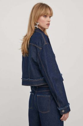 Stine Goya geaca jeans femei, culoarea albastru marin, de tranzitie, oversize