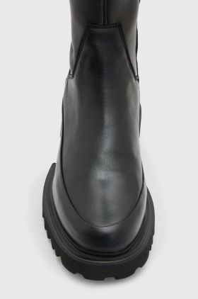 AllSaints ghete de piele Leona Boot femei, culoarea negru, cu toc plat, WF587Z