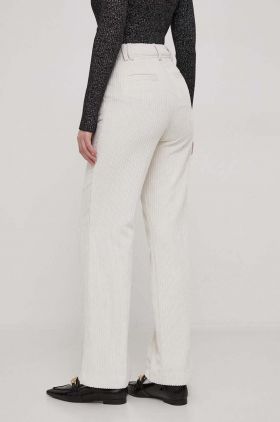 United Colors of Benetton pantaloni femei, culoarea bej, drept, high waist