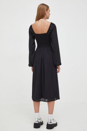 Hollister Co. rochie culoarea negru, midi, evazati