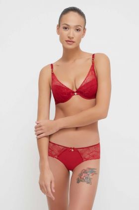 Chantelle sutien culoarea rosu, dantela, neted