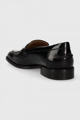 BOSS mocasini de piele Aysha femei, culoarea negru, cu toc plat, 50512997