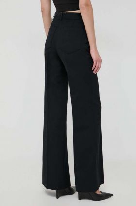 Victoria Beckham pantaloni din lână culoarea negru, lat, high waist 1124WTR005115A