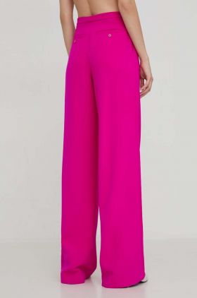 Stine Goya pantaloni femei, culoarea roz, lat, high waist SG5694