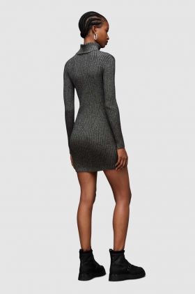 AllSaints rochie Juliette culoarea argintiu, mini, mulata