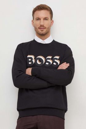 BOSS hanorac de bumbac bărbați, culoarea negru, cu imprimeu 50507939