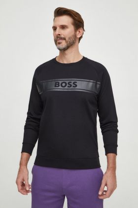 BOSS hanorac lounge din bumbac culoarea negru, cu imprimeu 50510627