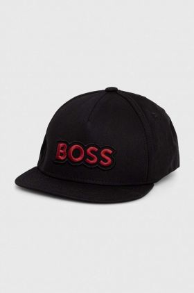 BOSS Orange șapcă de baseball din bumbac culoarea negru, cu imprimeu 50505534