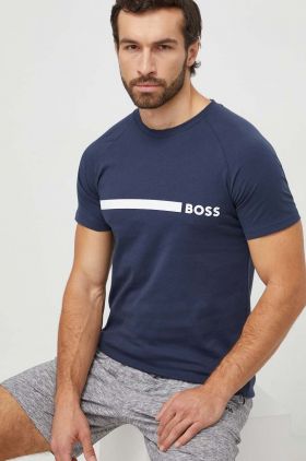 BOSS tricou din bumbac bărbați, culoarea bleumarin, cu imprimeu 50517970