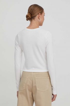 Abercrombie & Fitch longsleeve femei, culoarea alb