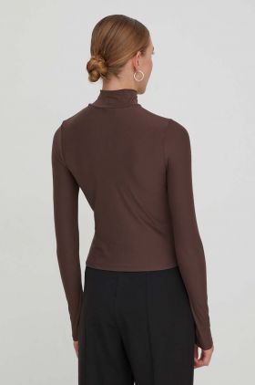 Abercrombie & Fitch longsleeve femei, culoarea maro, cu turtleneck