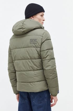 Superdry geaca barbati, culoarea verde, de iarna