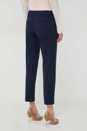 Morgan pantaloni femei, culoarea albastru marin, fason tigareta, medium waist