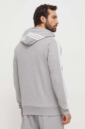 adidas hanorac de bumbac bărbați, culoarea gri, cu glugă, melanj IC9833