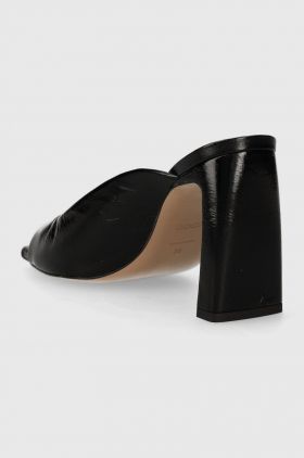 BOSS slapi de piele Rose femei, culoarea negru, cu toc drept, 50512968
