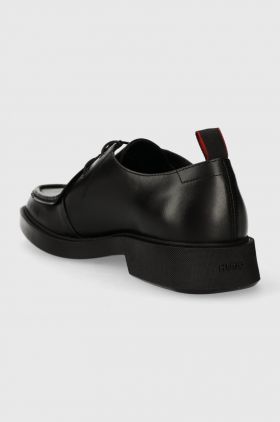 HUGO pantofi de piele Iker barbati, culoarea negru, 50512736