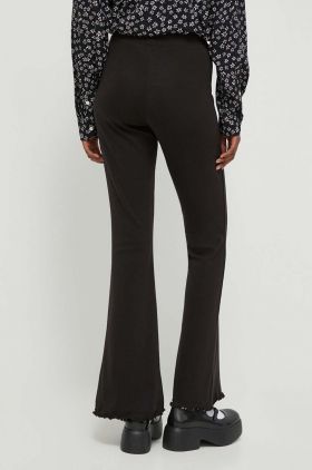 Tommy Jeans pantaloni femei, culoarea negru, evazați, high waist DW0DW17311