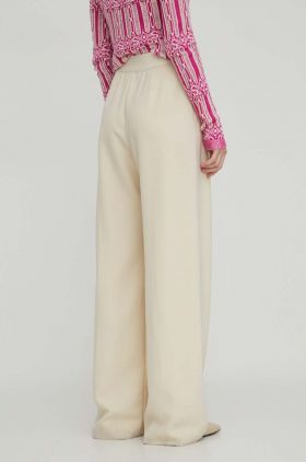 Stine Goya pantaloni Ciara femei, culoarea bej, lat, high waist SG5796