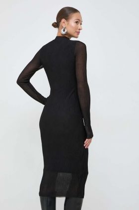 BOSS rochie culoarea negru, midi, mulată 50506834