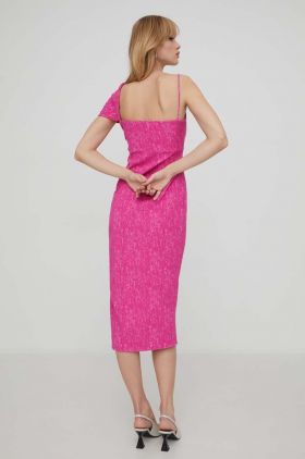 Stine Goya rochie Annete culoarea roz, midi, mulată SG5688