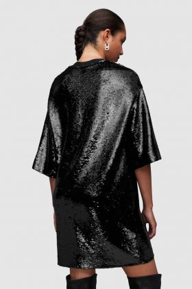 AllSaints rochie Opal culoarea negru, mini, oversize