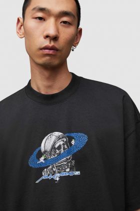 AllSaints tricou din bumbac Saturnalien barbati, culoarea negru, cu imprimeu