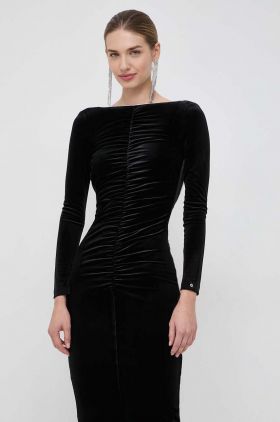 Nissa rochie culoarea negru, midi, mulata