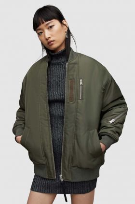 AllSaints geaca bomber Scout femei, culoarea verde, de iarna, oversize