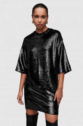 AllSaints rochie Opal culoarea negru, mini, oversize