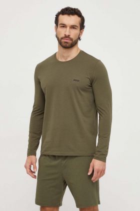 BOSS longsleeve bărbați, culoarea verde, uni 50515389