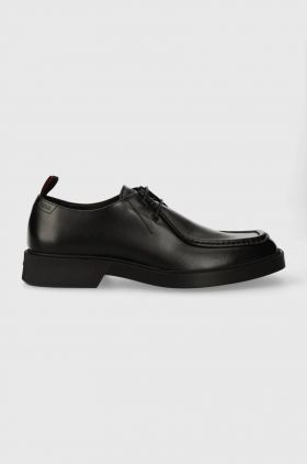 HUGO pantofi de piele Iker barbati, culoarea negru, 50512736