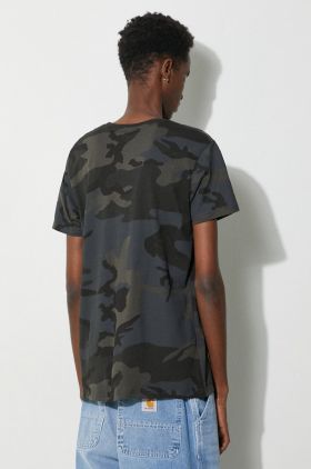 Alpha Industries tricou din bumbac Basic T-Shirt Camo culoarea verde, cu model 100501C.125-green