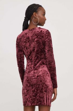 Superdry rochie culoarea bordo, mini, mulata