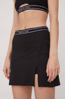 Tommy Jeans fustă culoarea negru, mini, creion DW0DW17436