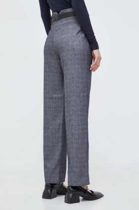 Bruuns Bazaar pantaloni femei, culoarea gri, drept, high waist