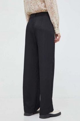 Bruuns Bazaar pantaloni femei, culoarea negru, drept, high waist