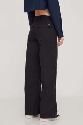 Tommy Jeans pantaloni de bumbac culoarea negru, lat, high waist DW0DW17314