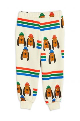 Mini Rodini pantaloni de trening din bumbac pentru copii culoarea alb, modelator