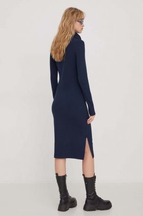 Tommy Jeans rochie culoarea bleumarin, mini, mulată DW0DW17259