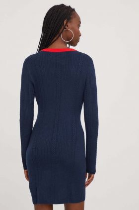 Tommy Jeans rochie culoarea bleumarin, mini, mulată DW0DW17527