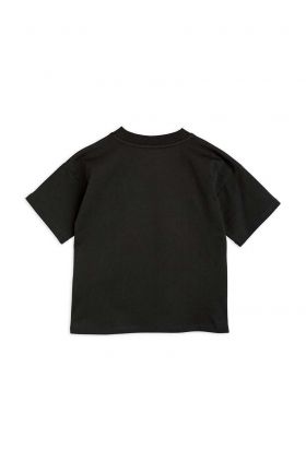 Mini Rodini tricou de bumbac pentru copii culoarea negru, cu imprimeu