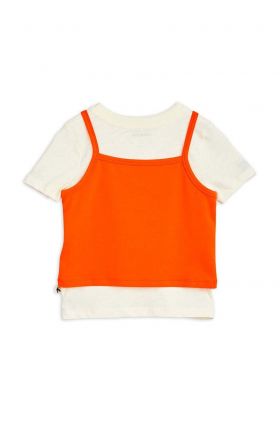 Mini Rodini tricou de bumbac pentru copii culoarea portocaliu, cu imprimeu