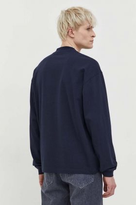 HUGO longsleeve din bumbac culoarea bleumarin, uni 50511029