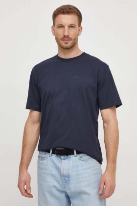 BOSS tricou din bumbac bărbați, culoarea bleumarin, cu imprimeu 50505769