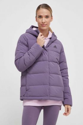 adidas geaca de puf femei, culoarea violet, de iarna