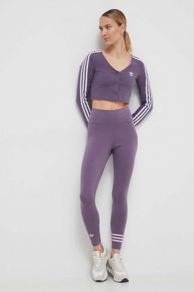 adidas Originals colanti femei, culoarea violet, cu imprimeu