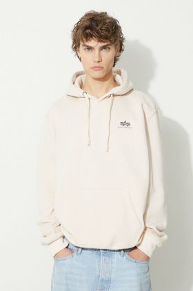 Alpha Industries bluză Basic Hoody Small Logo bărbați, culoarea alb, cu glugă, cu imprimeu 196318.578-white