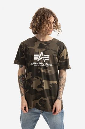 Alpha Industries tricou Basic bărbați, culoarea verde, cu model 100501C.239-green