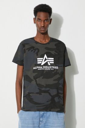 Alpha Industries tricou din bumbac Basic T-Shirt Camo culoarea verde, cu model 100501C.125-green