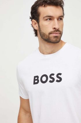 BOSS tricou din bumbac bărbați, culoarea alb, cu imprimeu 50503276